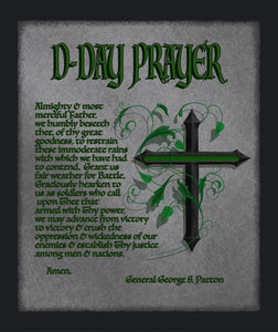Blanket, Sherpa, Military D-Day Prayer with Thin Green Line Cross
