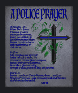 Blanket, Sherpa, Police Prayer with Thin Blue Line Cross