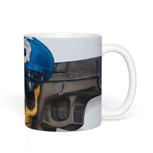 COFFEE CUP, 11 OZ, POLICE JOLLY ROGER - ANGLE